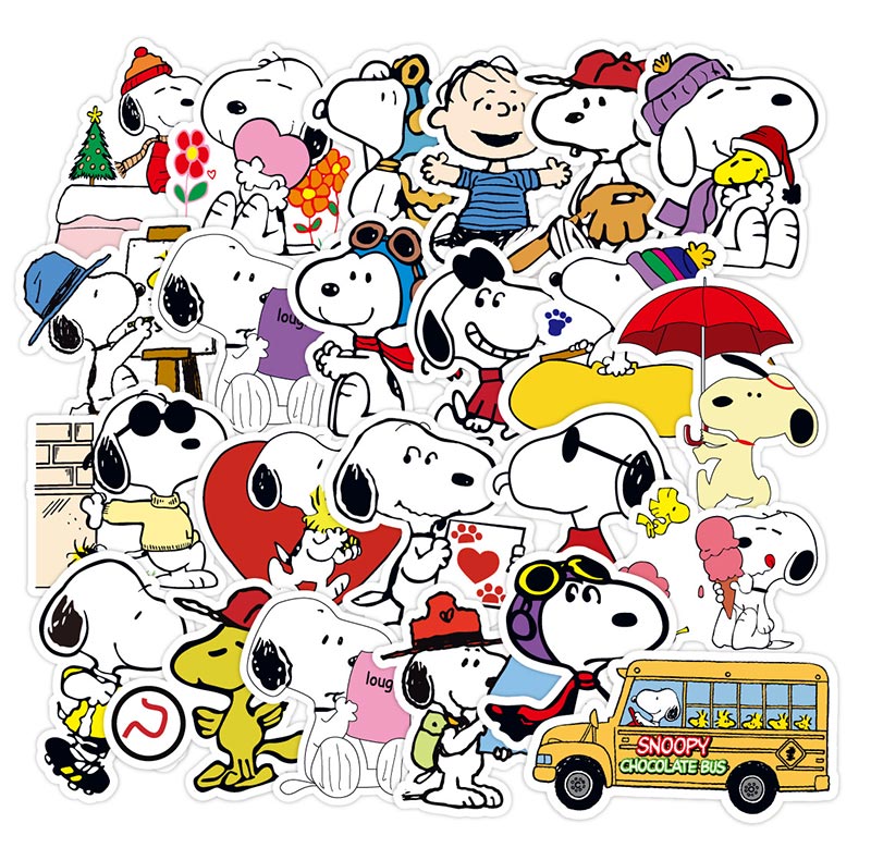 50pcs Snoopy Sticker WaterProof Removable Scrapbook Laptop Animated ...