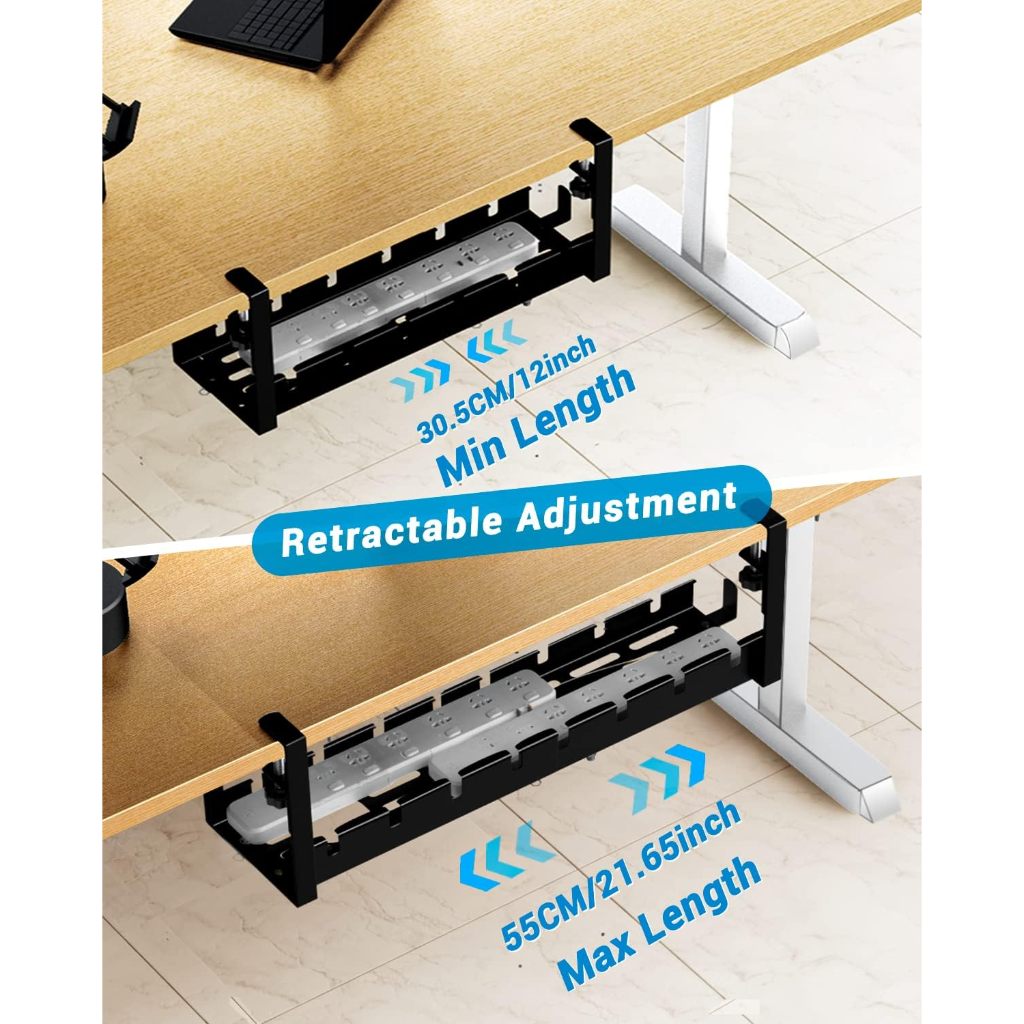 [SG STOCK]Extendable Under Desk Cable Management Tray Retractable Cord ...