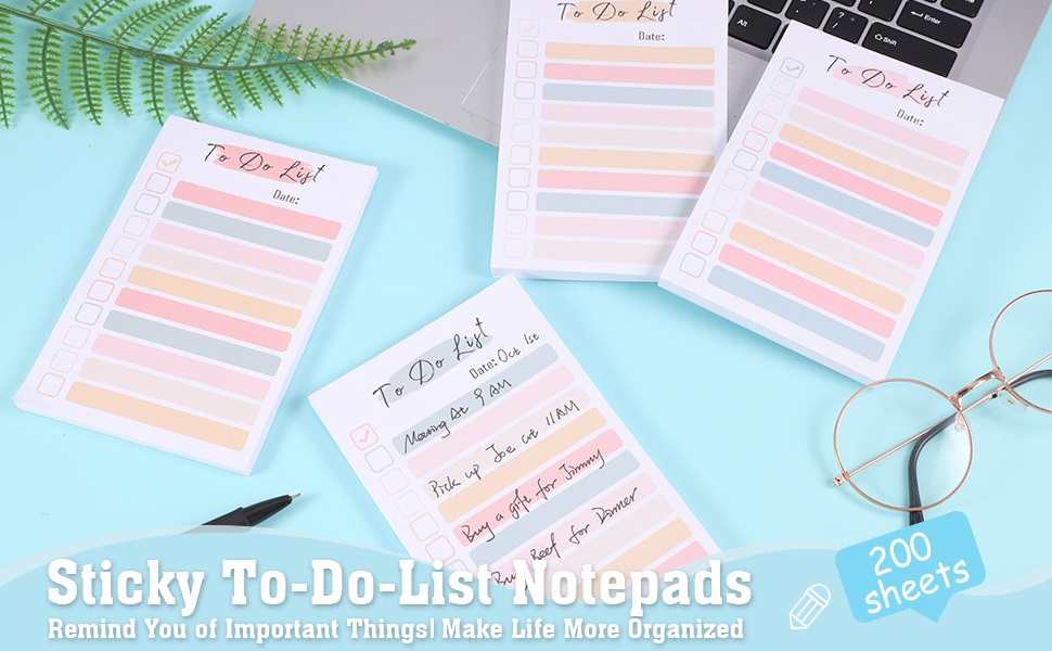 4 Packs to Do List Sticky Notes 4 x 6 Inches to Do Sticky Notes with ...