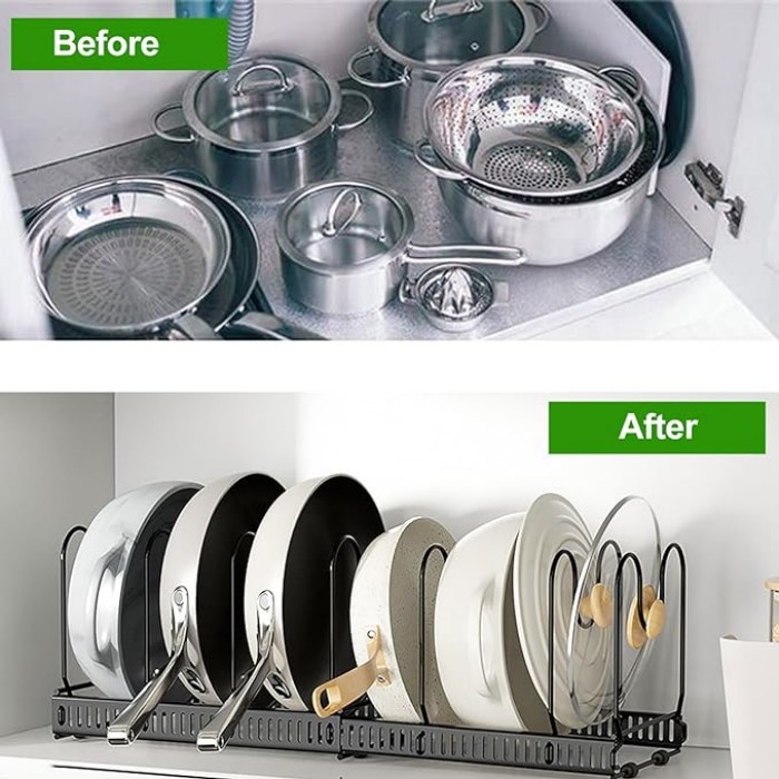 【SG READY STOCK】Expandable Pot and Pan Organizer Pot Rack with 10 ...