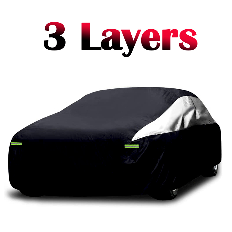 Car Cover Waterproof PVC Cotton 3 Layer Protection Prevent Scratches ...