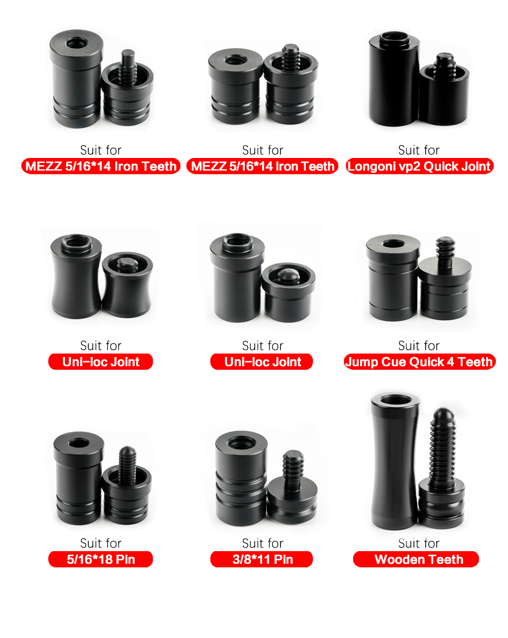 thumbnail image 2 of Shark Billiards Pool Cue Joint Protector - Male + Female - Multiple Sizes/Colors 2 of 5