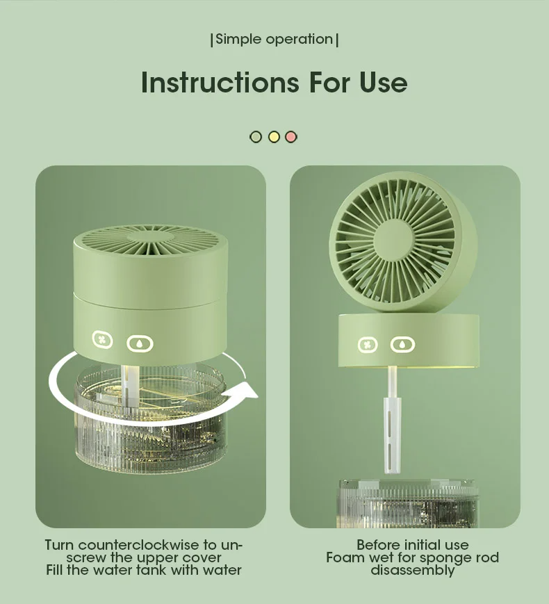 SG Stock Table Fan Rechargeable Protable Desk Fan Mist Night Light ...