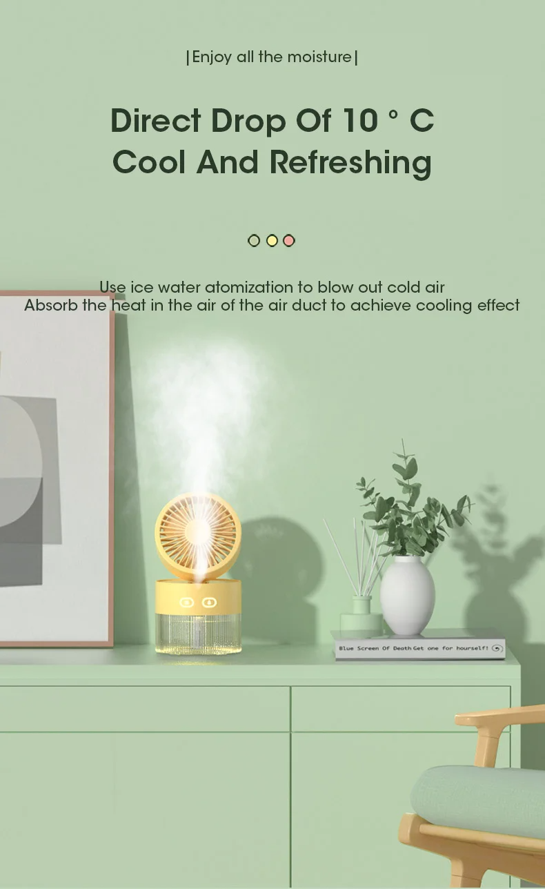 SG Stock Table Fan Rechargeable Protable Desk Fan Mist Night Light ...
