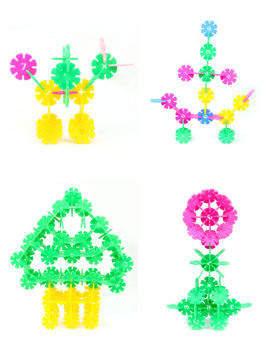 100pcs Plastic Snowflake Interconnecting Building Blocks Games Kids ...