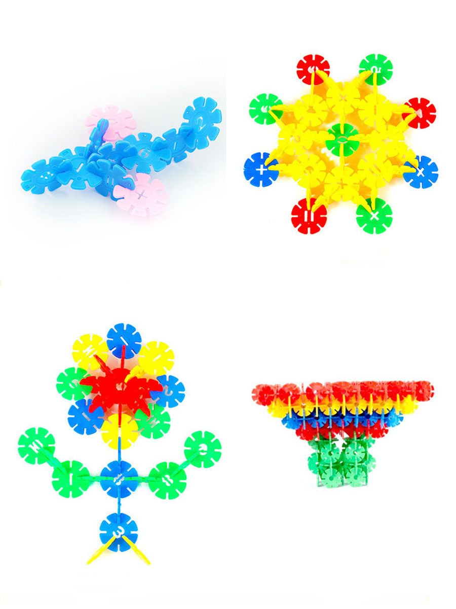 100pcs Plastic Snowflake Interconnecting Building Blocks Games Kids ...