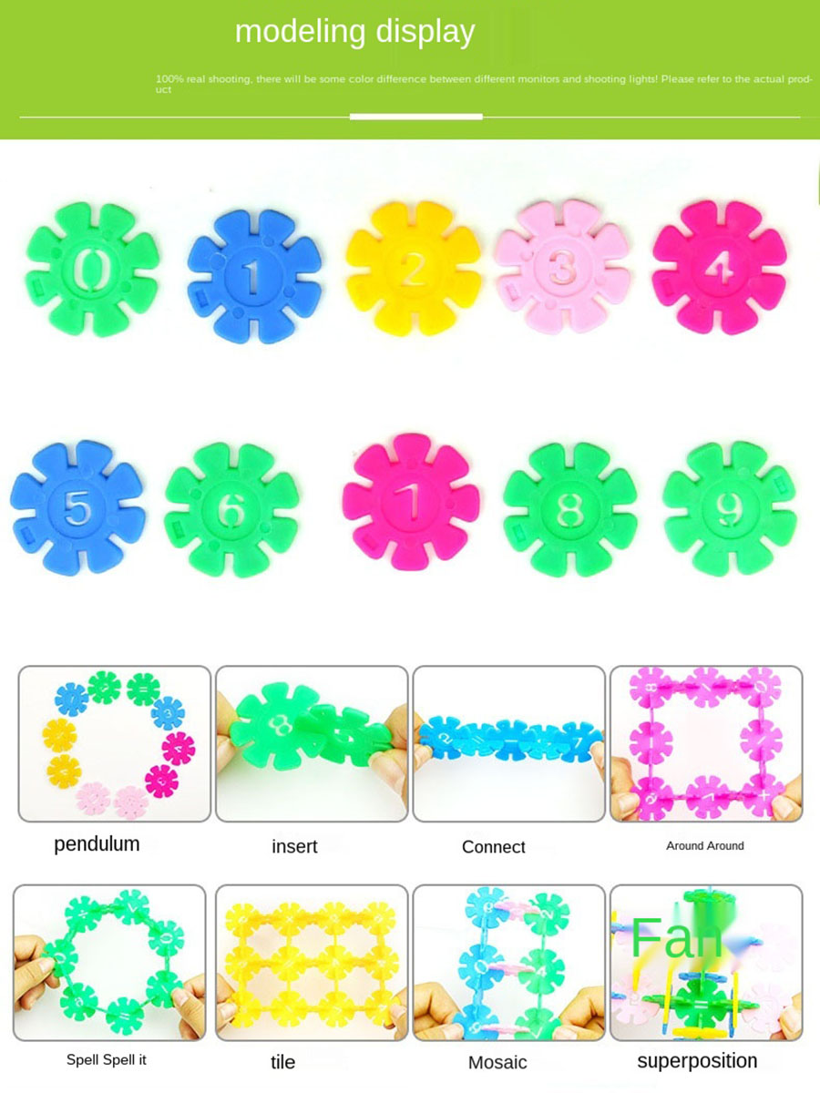 100pcs Plastic Snowflake Interconnecting Building Blocks Games Kids ...