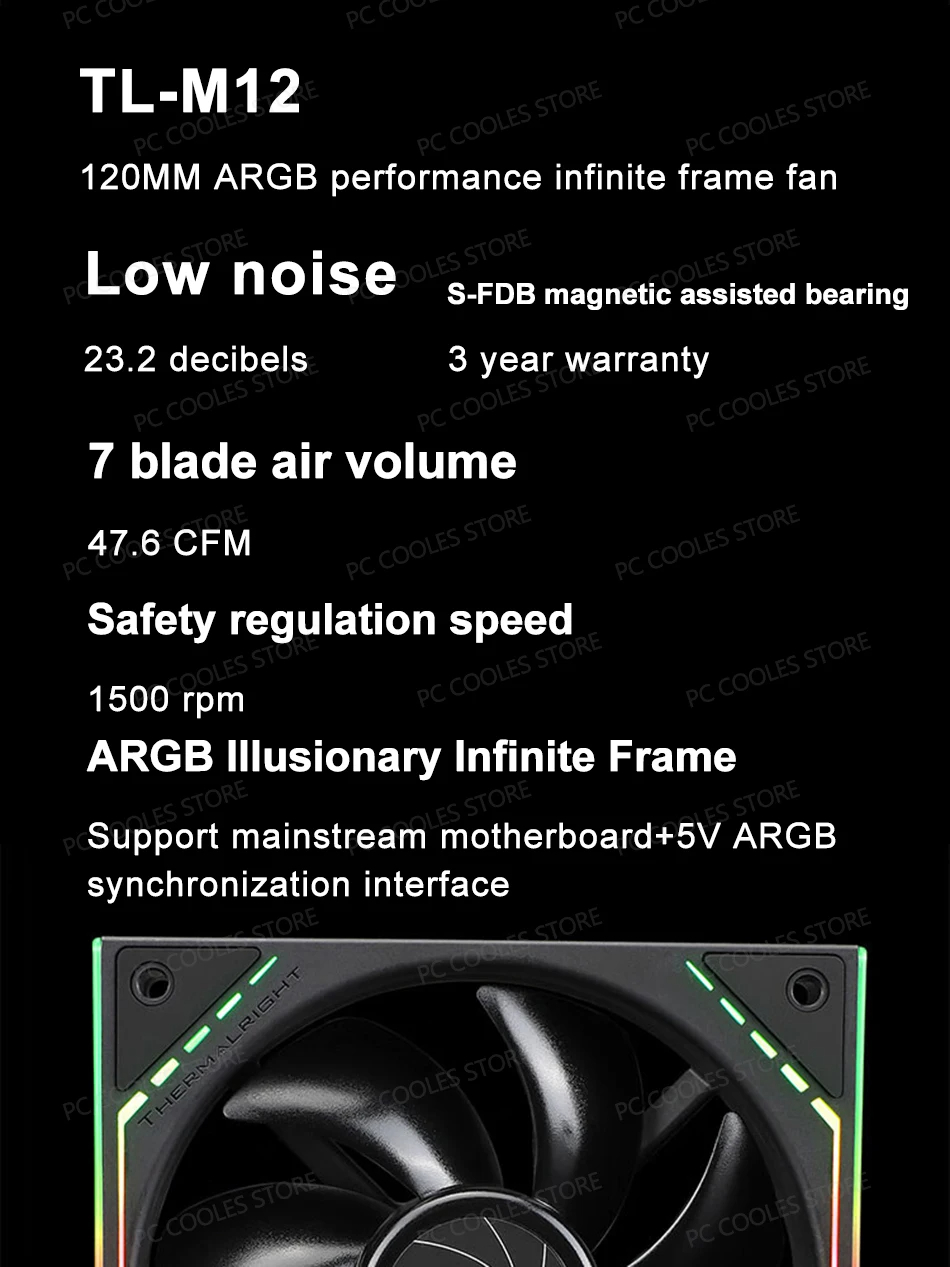 Thermalright TL-M12Q behuizingsventilator, 120 mm stil, PWM