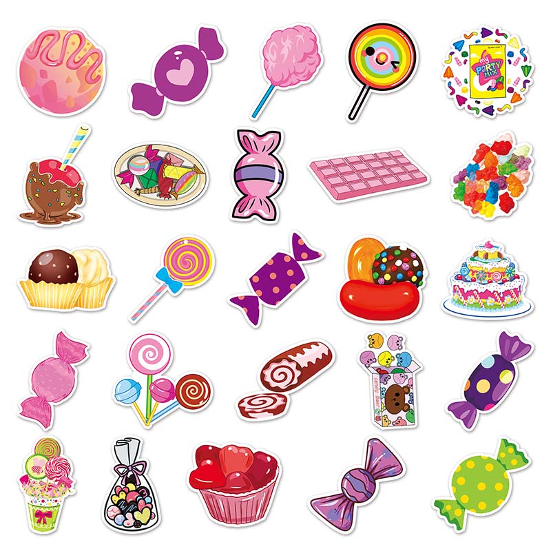 50pcs Colorful Candy Lollipop Stickers Cute Graffiti Decals for Kid ...