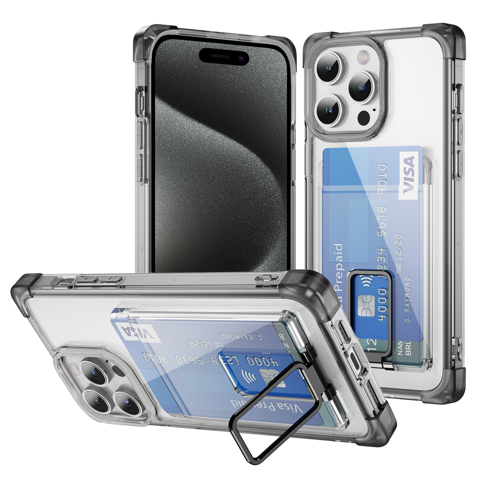 Metal Stand Holder Card Slot Case For iPhone 16 15 14 13 12 11 Pro Max ...