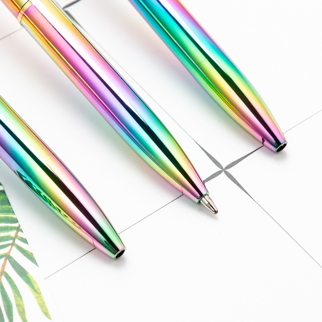 3 Pcs Ballpoint Pen Big Diamond Crystal Rainbow Metal Pens Black Ink ...