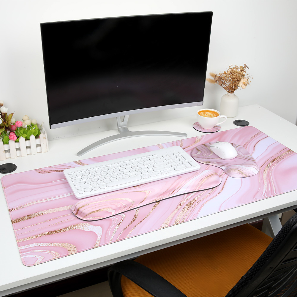 4 in 1 Large Desk Mat, Keyboard Wrist Rest, Wrist Support Mouse Pad