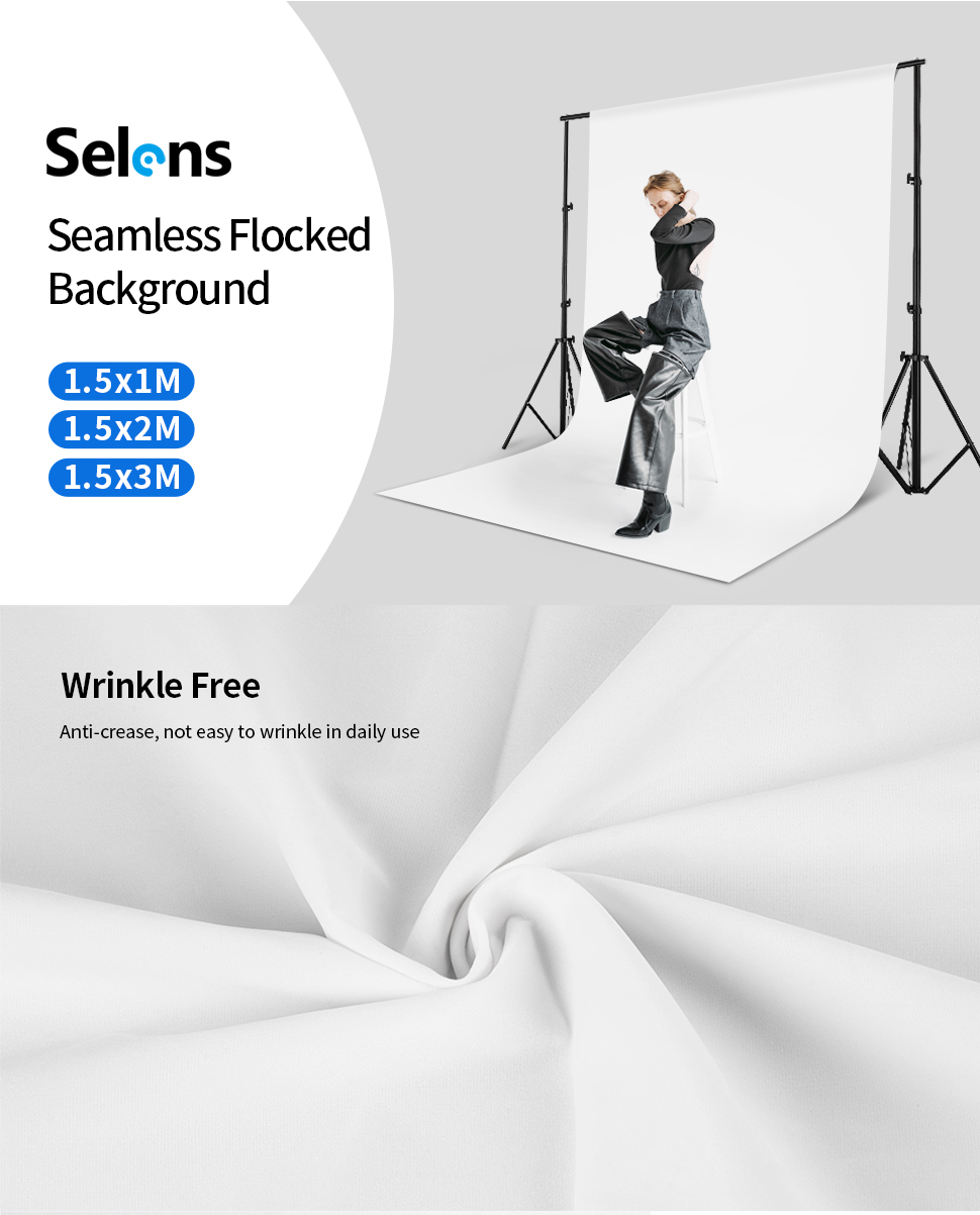 Selens White Background Cloth Flocking Solid Color Matte Backdrop Non ...