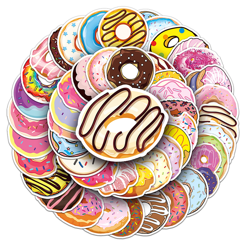 50pcs Food Donut Stickers DIY Skateboard Laptop Luggage Bike Motorcycle ...