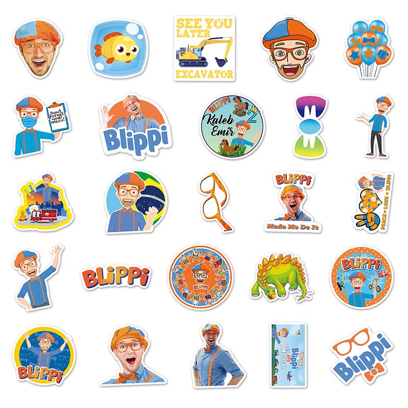 50PCS Blippi Sticker Computer Luggage Guitar Notebook Decoration ...