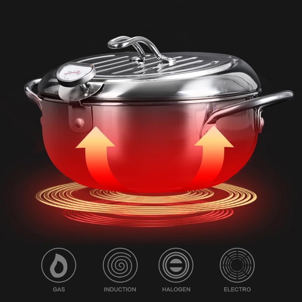 4.2L Deep Fryer Pot Janpanese Style Tempura Frying Pot 304 Stainless