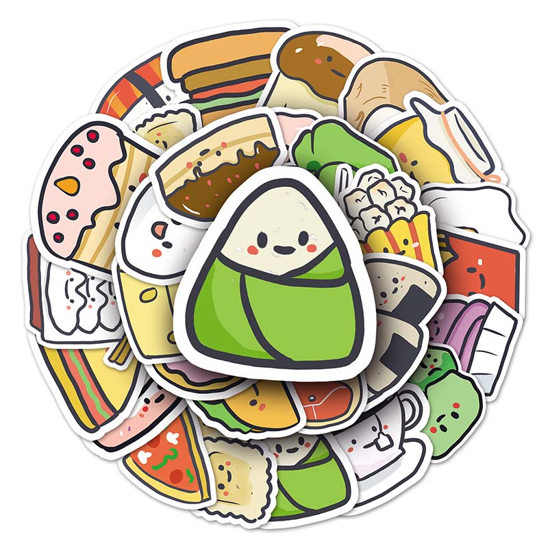 50PCS Cartoon Food Graffiti Sticker Laptop Skateboard DIY Waterproof ...