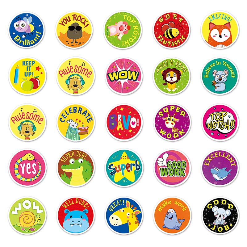 50Pcs Cute Words Reward Stickers for Teacher Encourage Student Cartoon ...