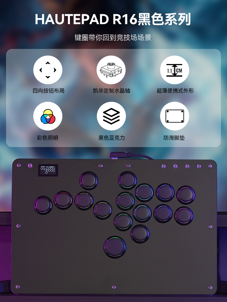 Haute42 Leverless Controller for Arcade Gaming: R16 Retro Rims Series ...