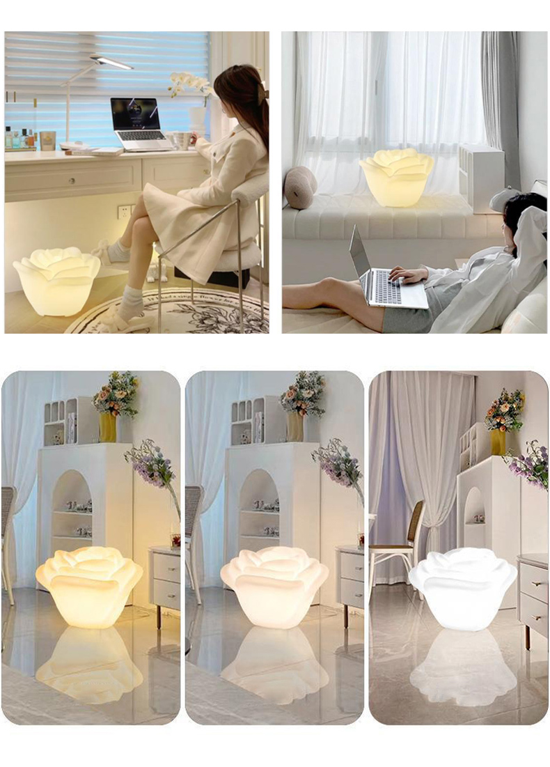 Beautiful 3d Rose Floor Lamp Romantic Flower Decorative Lights Suitable