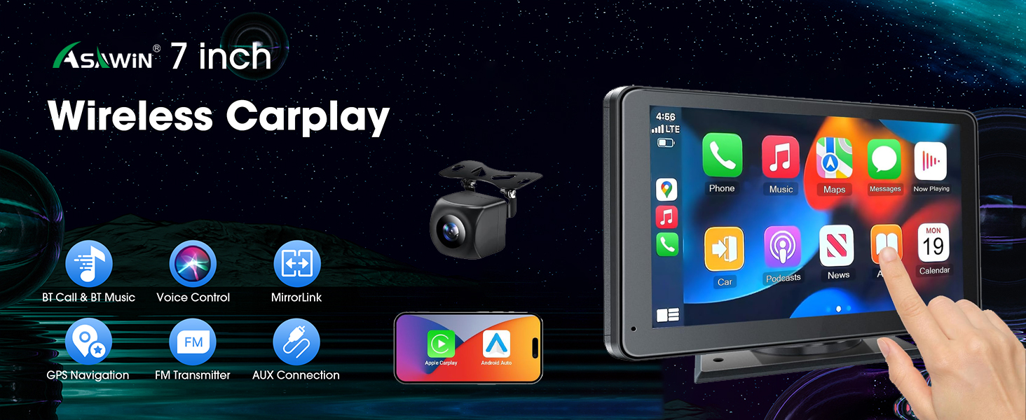 Wireless Carplay Android Auto 7 Inch Touch Screen Car Radio with ...