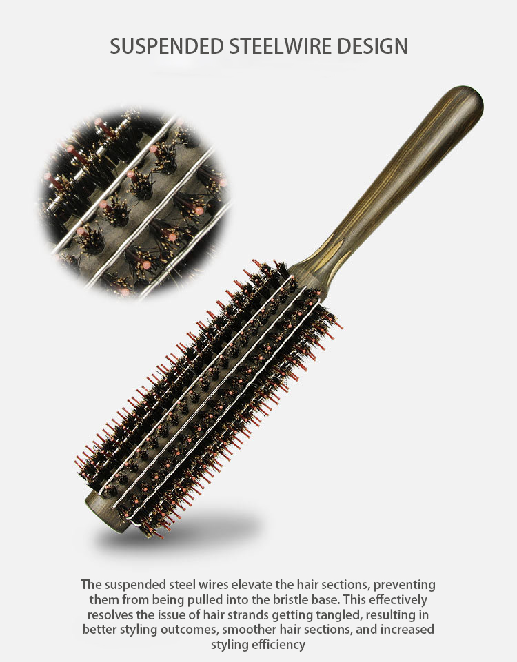 The bristle round brush for curling is a hair curling comb with wire ...