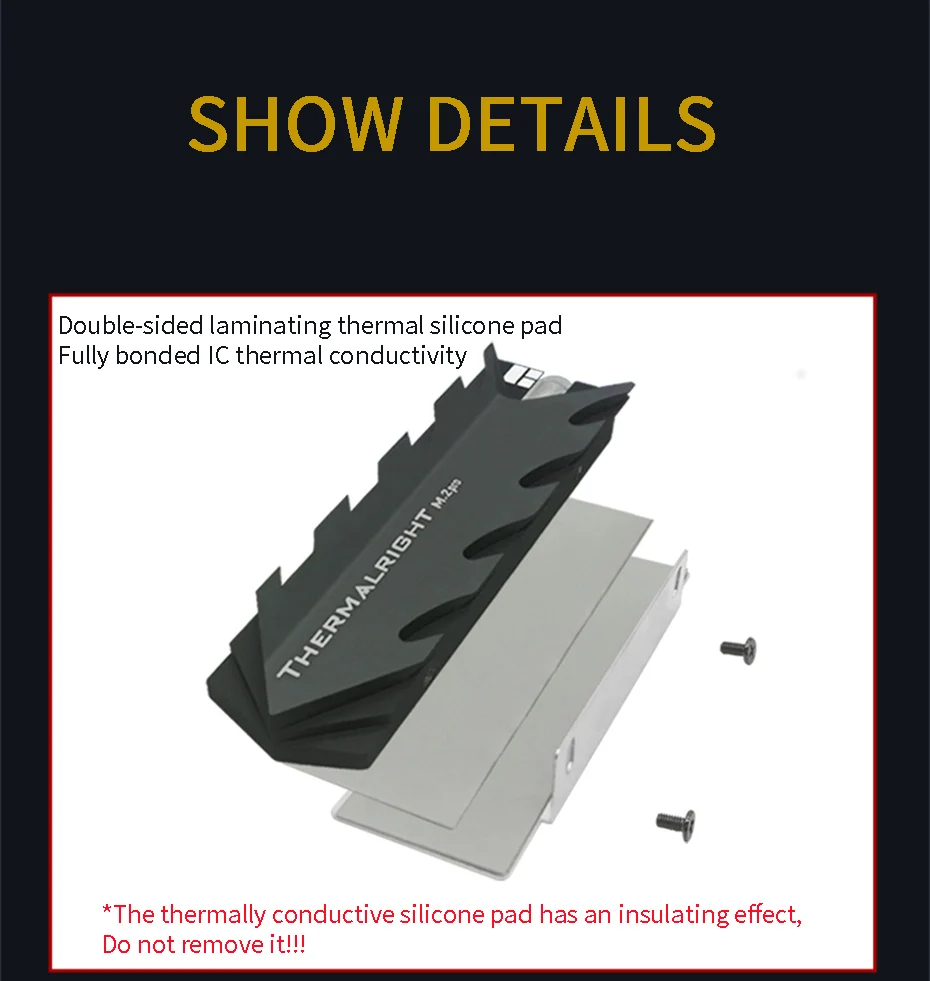 HR10 2280 PRO Black SSD Heatsink Cooler,Double-Sided Heat