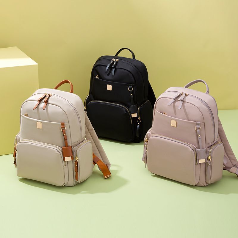 Waterproof Vintage College Backpack For Women - 14.9 Inch Laptop Compartment, Travel & Student Bag, Gray & Pink - View #11