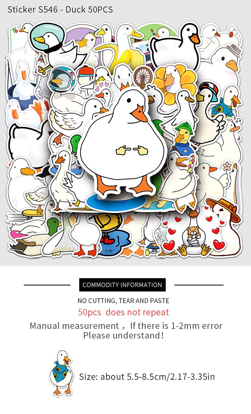 50PCS Cartoon Cute Duck Stickers Animals DIY Helmet Laptop Graffiti ...