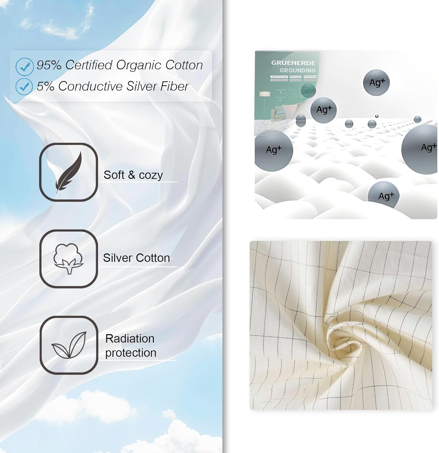 Groundingwell Mat for Bed Grounding Pad for Sleep Grounding Sheet Anti ...