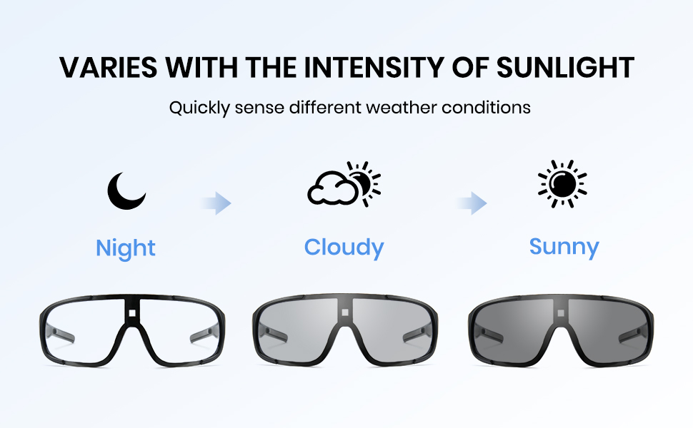 Cyxus nonpolarized photochromic sports sunglasses integrated lens For