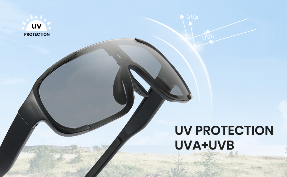 Cyxus nonpolarized photochromic sports sunglasses integrated lens For