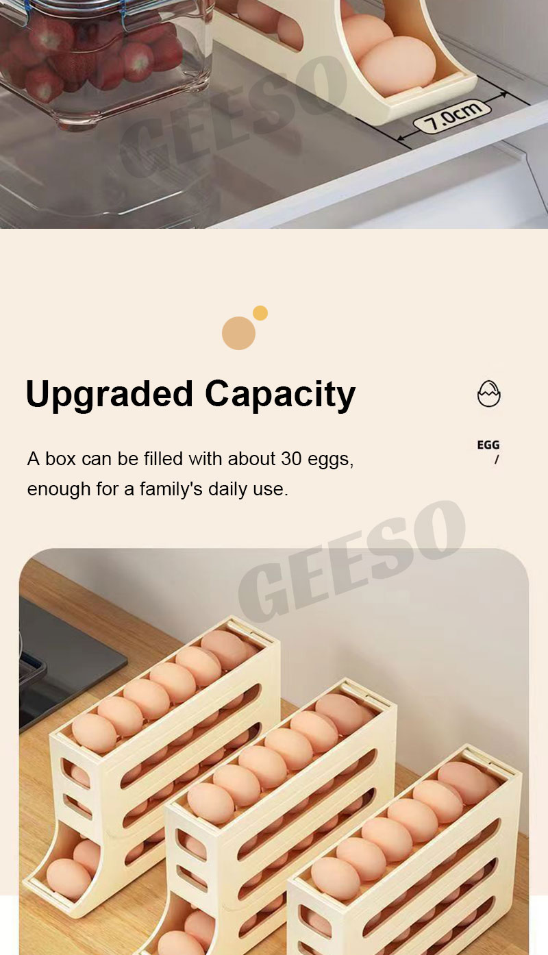 GEESO 30 Grids Egg Storage Organizer/ 3 Tier Egg Rack Tray/ Automatic ...