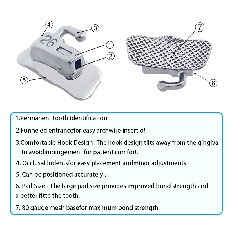 Monoblock Dental Orthodontic Bondable Non-convertible Buccal Tube: CE, BV, ISO - Foto 6
