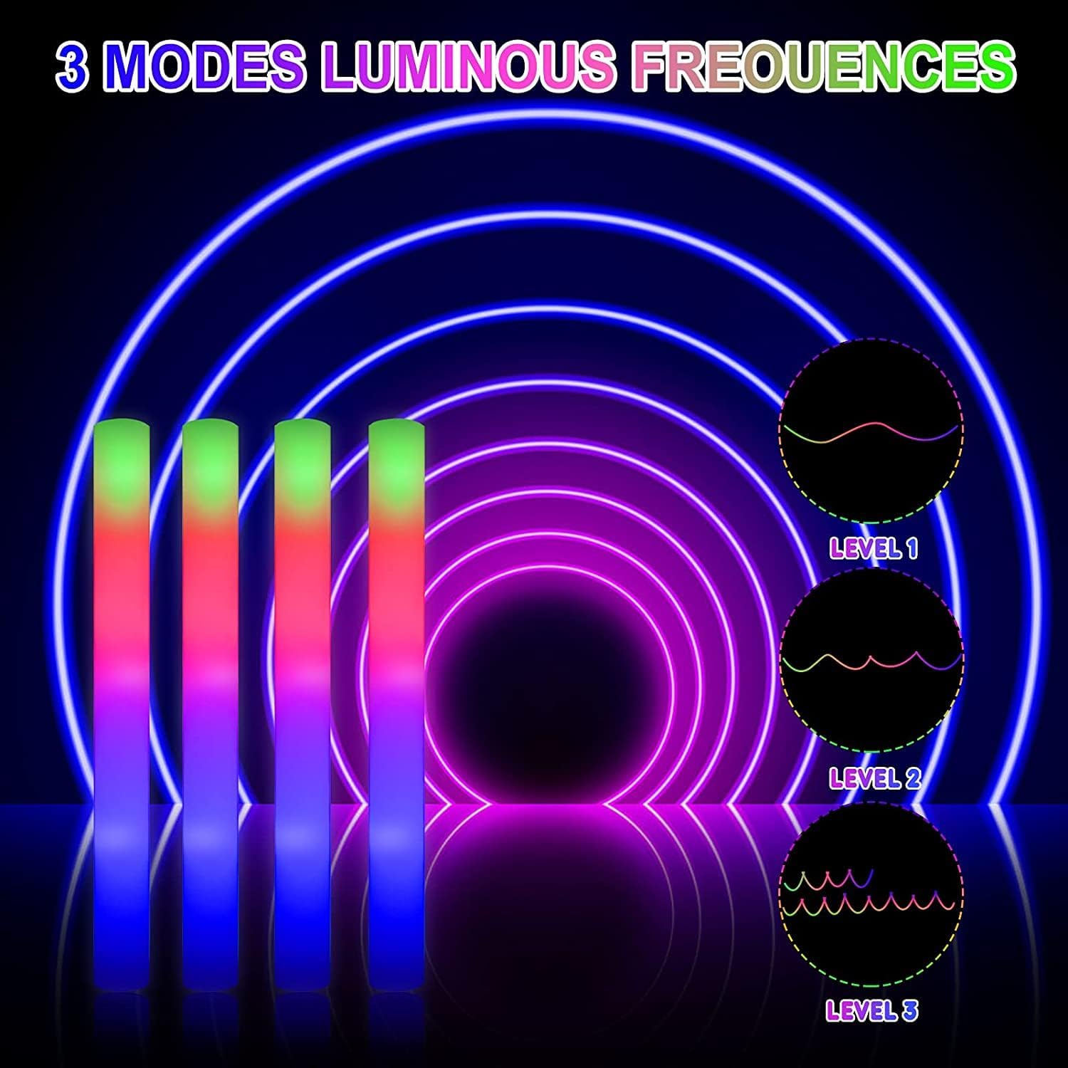 5PCS Foam Glow Stick Built-in Battery Led Light Strip Stick For Room ...