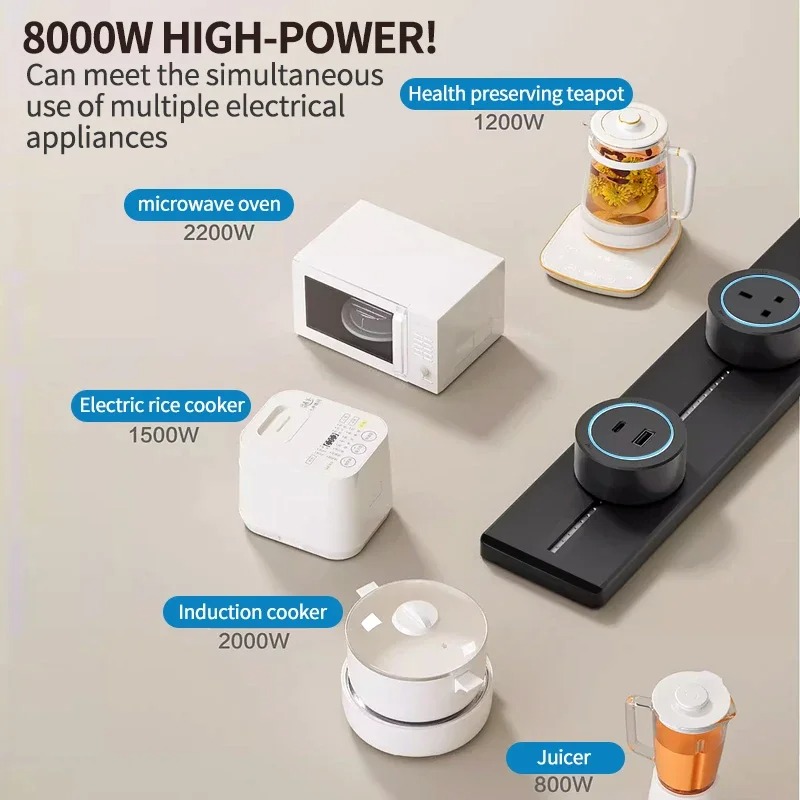 Power Track Socket Wall Mounted Movable Sockets Detachable Waterproof ...