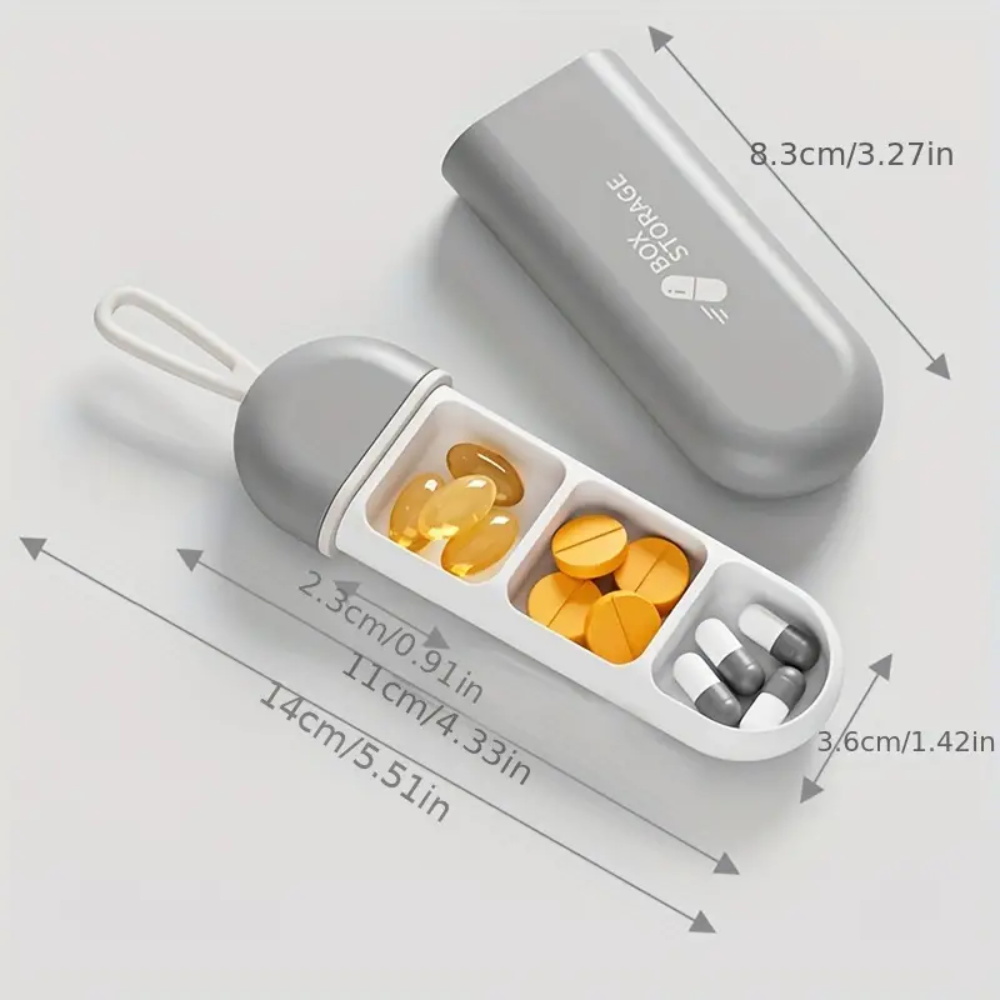 Portable Travel Mini Pill Box Push-Pull Type 3 Compartments Small Pill ...