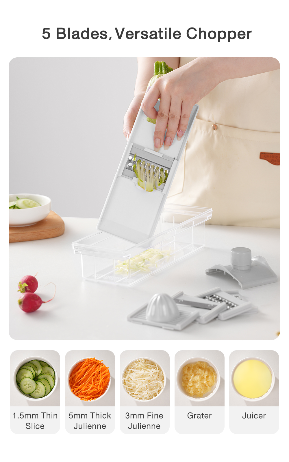Simplus Food Chopper | Multi-Functional Vegetable Slicer | 5 Blades ...