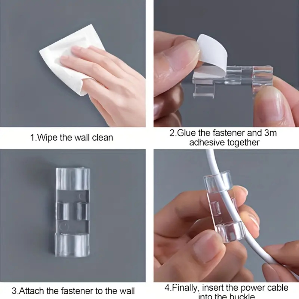 20PCS Adhesive Wire Cable Management Clip Plastic Wall Desk Cable ...
