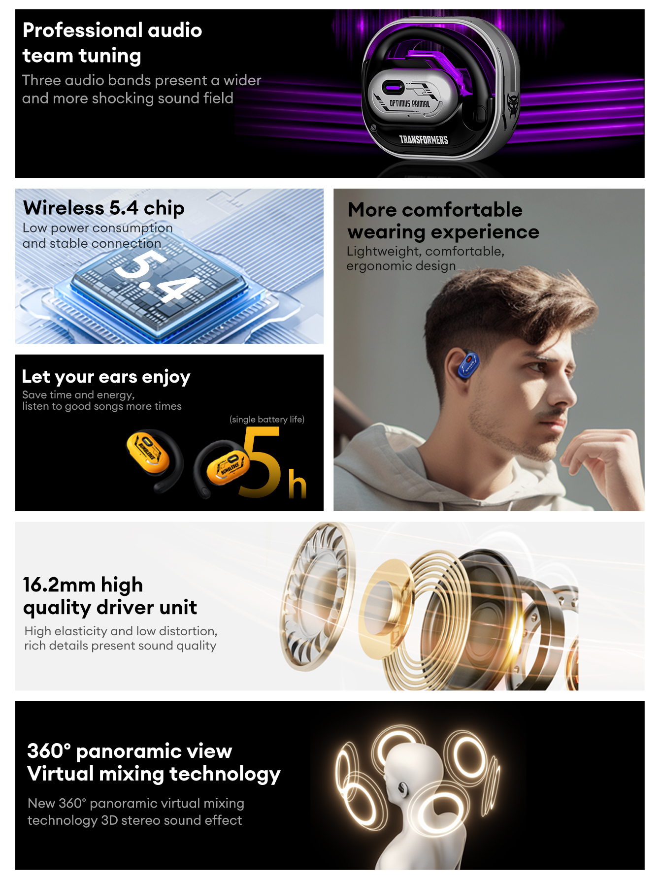 Transformers TFT15 OWS Wireless Bluetooth Headset Heavy Bass Sound