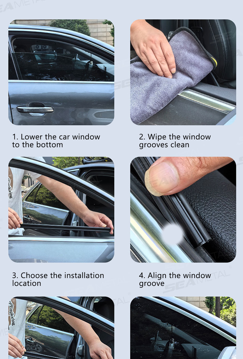 SEAMETAL Car Side Window Wiper Lift Rubber Strip Auto Side Filler ...