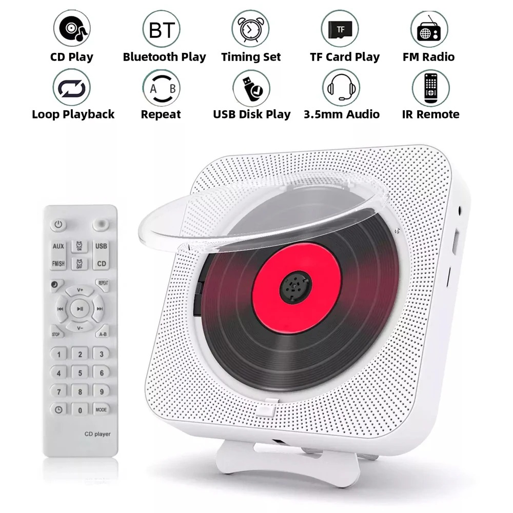 Portable CD player Bluetooth speaker stereo CD player LED screen wall ...