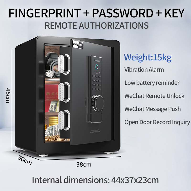 45/60CM Safe Box Anti-theft Alarm Digital Safe Deposit Box Fingerprint ...