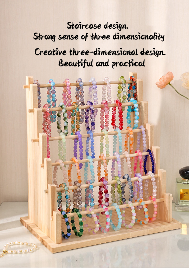 Solid Wood Bracelet Display Rack Bracelets Key Chain Jewellery Storage ...