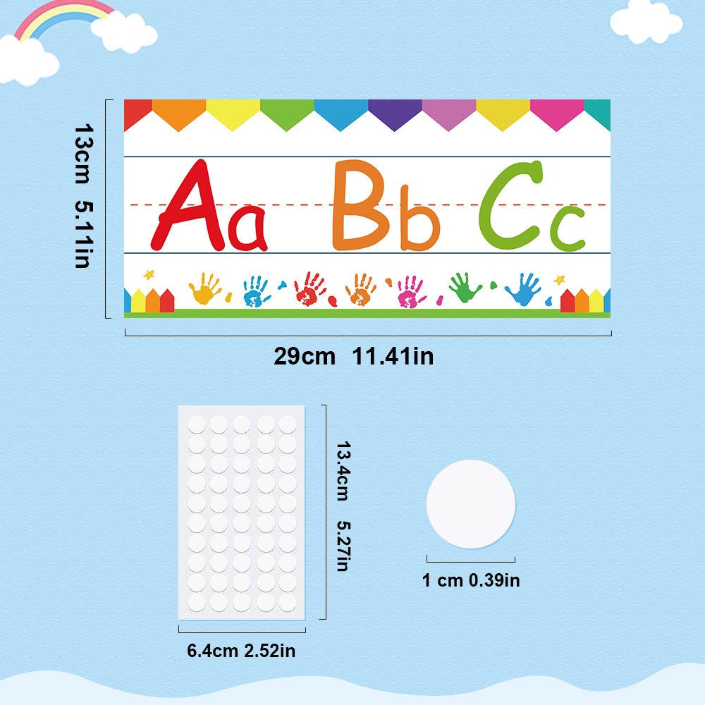 Alphabet & Numer Educational Poster Bulletin Board Strips Set Wall ...