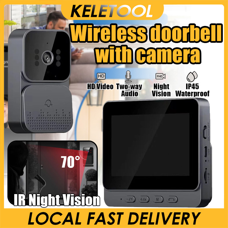 1080HD Wireless doorbell with camera Video Doorbell with screen Battery