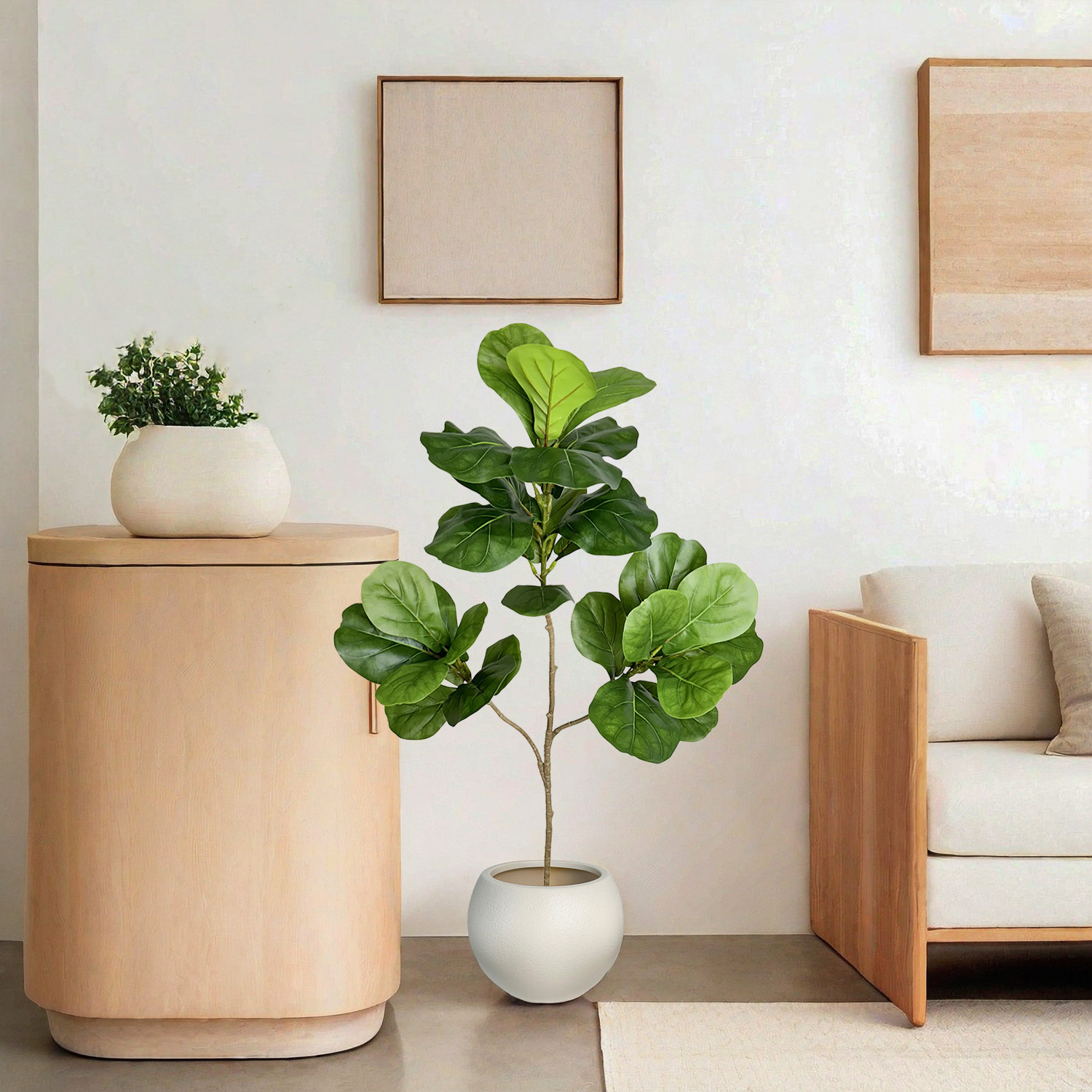 70/103cm Artificial Ficus Tree Branches Large Banyan Leaves Fake Rubber ...