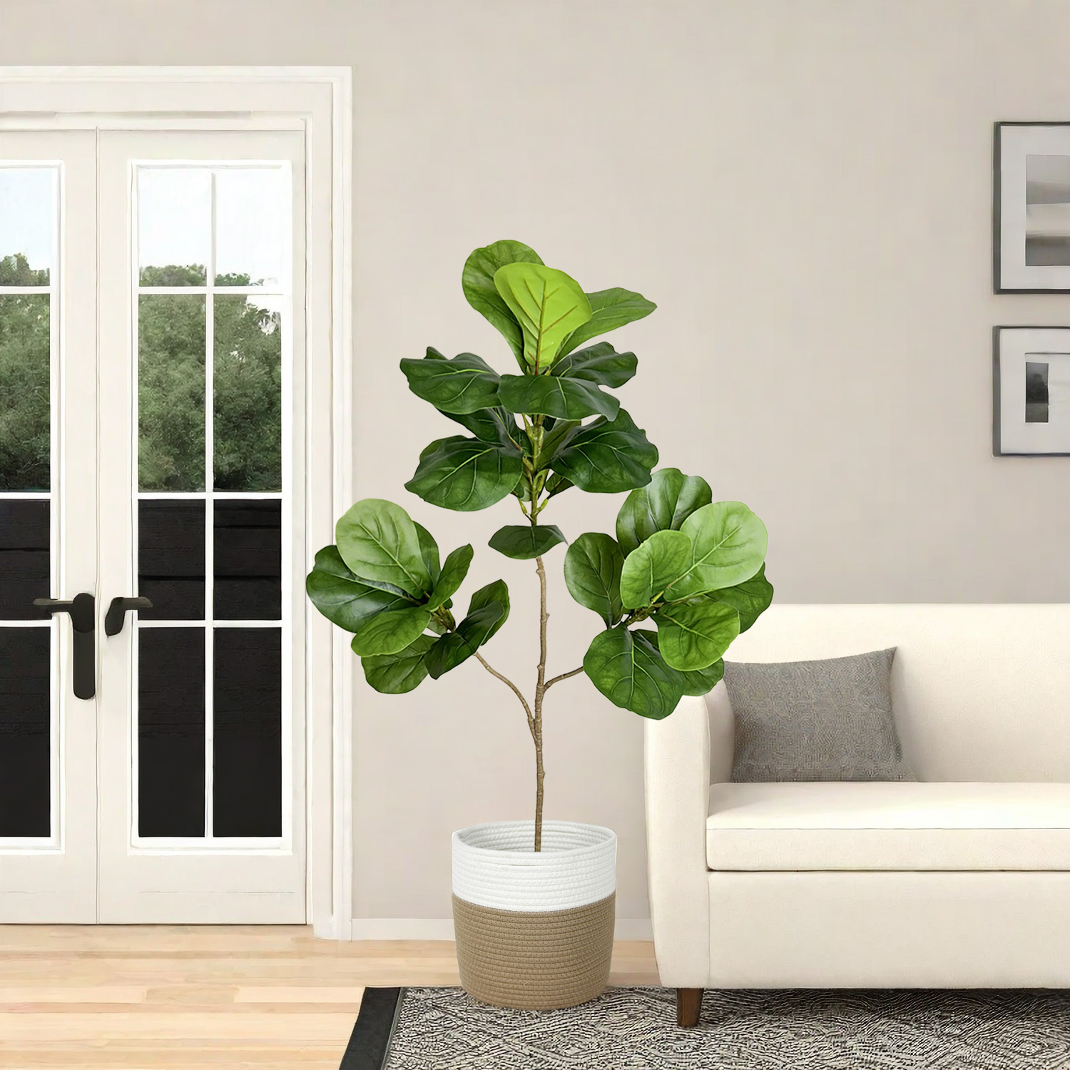 70/103cm Artificial Ficus Tree Branches Large Banyan Leaves Fake Rubber ...