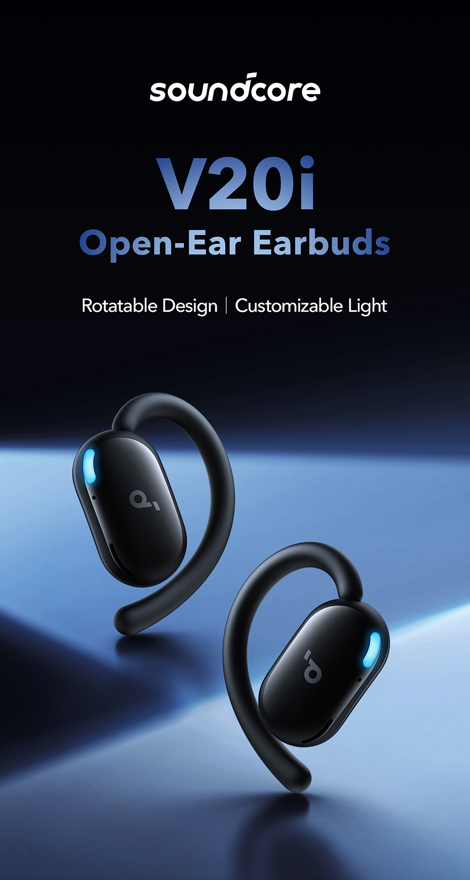 thumbnail image 2 of Soundcore V20i Open-Ear Headphones – Blue, Bluetooth, Deep Bass, Waterproof, 36H Playtime (Certified Refurbished) 2 of 4