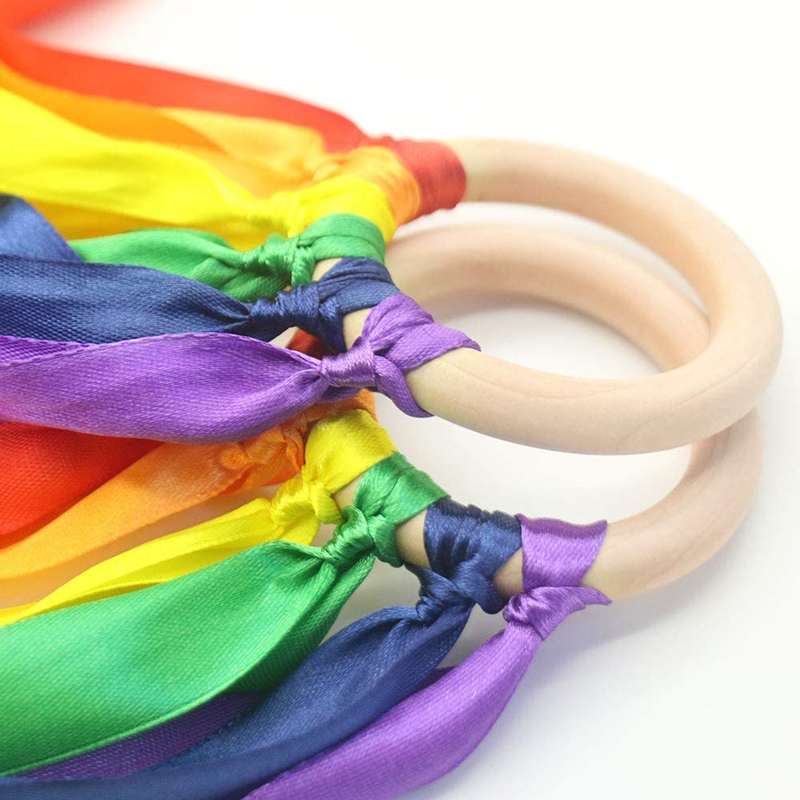 Treeyeear Rainbow Hand Kite Ribbon Toys Wooden Waldorf Toys Baby ...